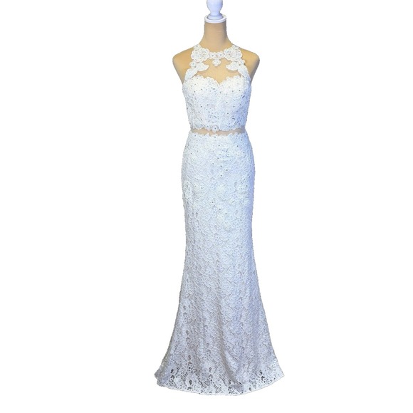 Fiesta Fashion Dresses & Skirts - Wedding Gown‎ Size S White Mermaid Diamonds Sequins Lace Bridal Dress Bride Chic